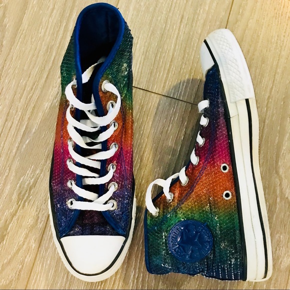 Rainbow sequin converse shoes Clearance